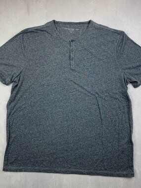 John Varvatos Mens Shirt XL Gray Heather Henley Short-Sleeve Rock Luxury Modal